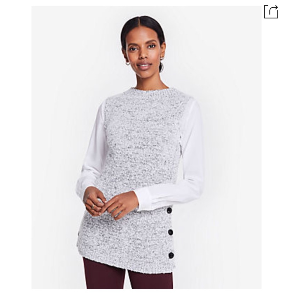 Ann Taylor ribbed mock neck sleeveless tunic sweater